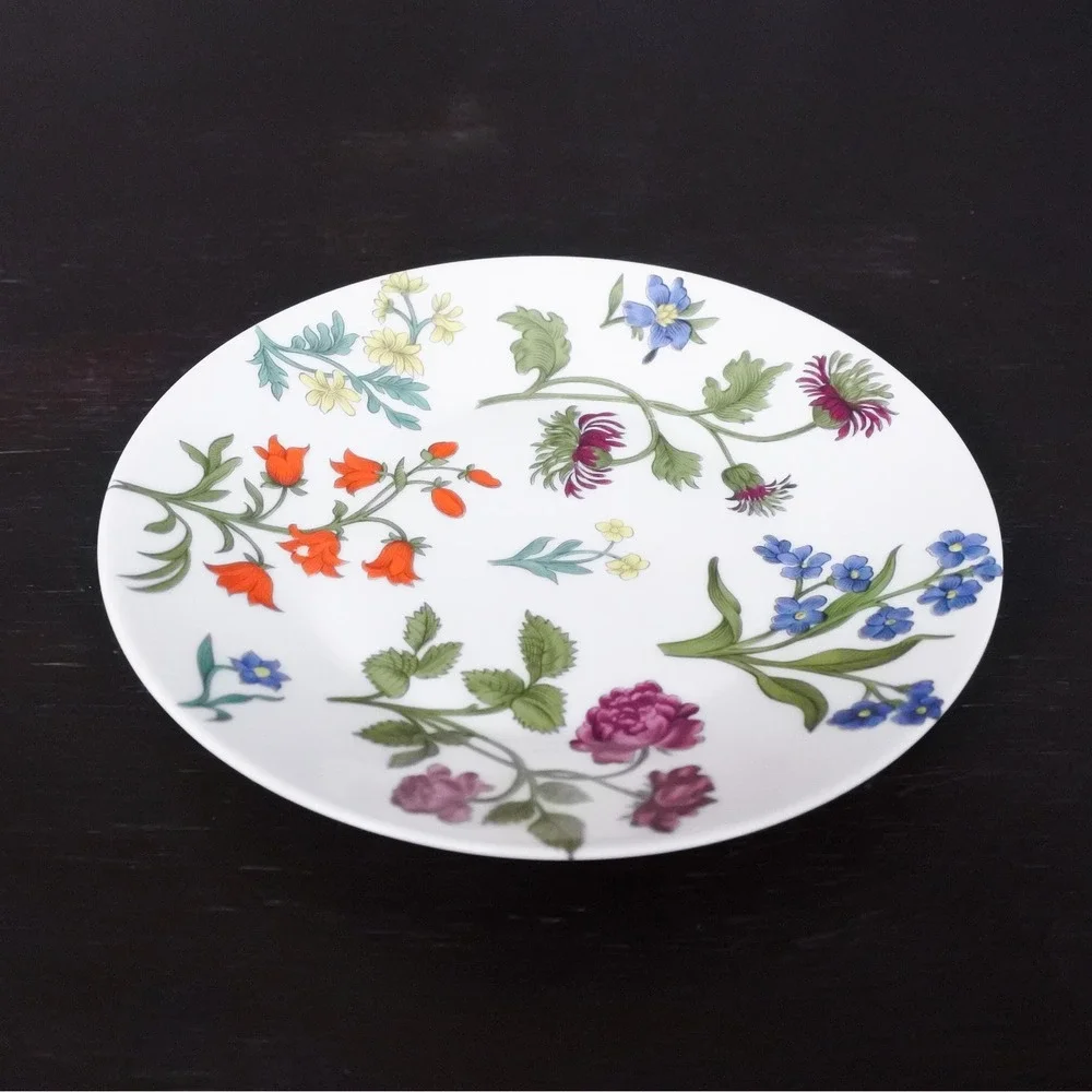 Vintage 70s Porcelaine de Paris Limoges Decor Herbier Coffee Tea Cup Saucer Set